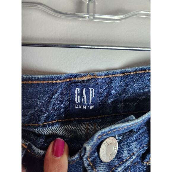 GAP Denim button fly mini jean skirt sz 26 raw hem boho festival rodeo y2k - Picture 4 of 9
